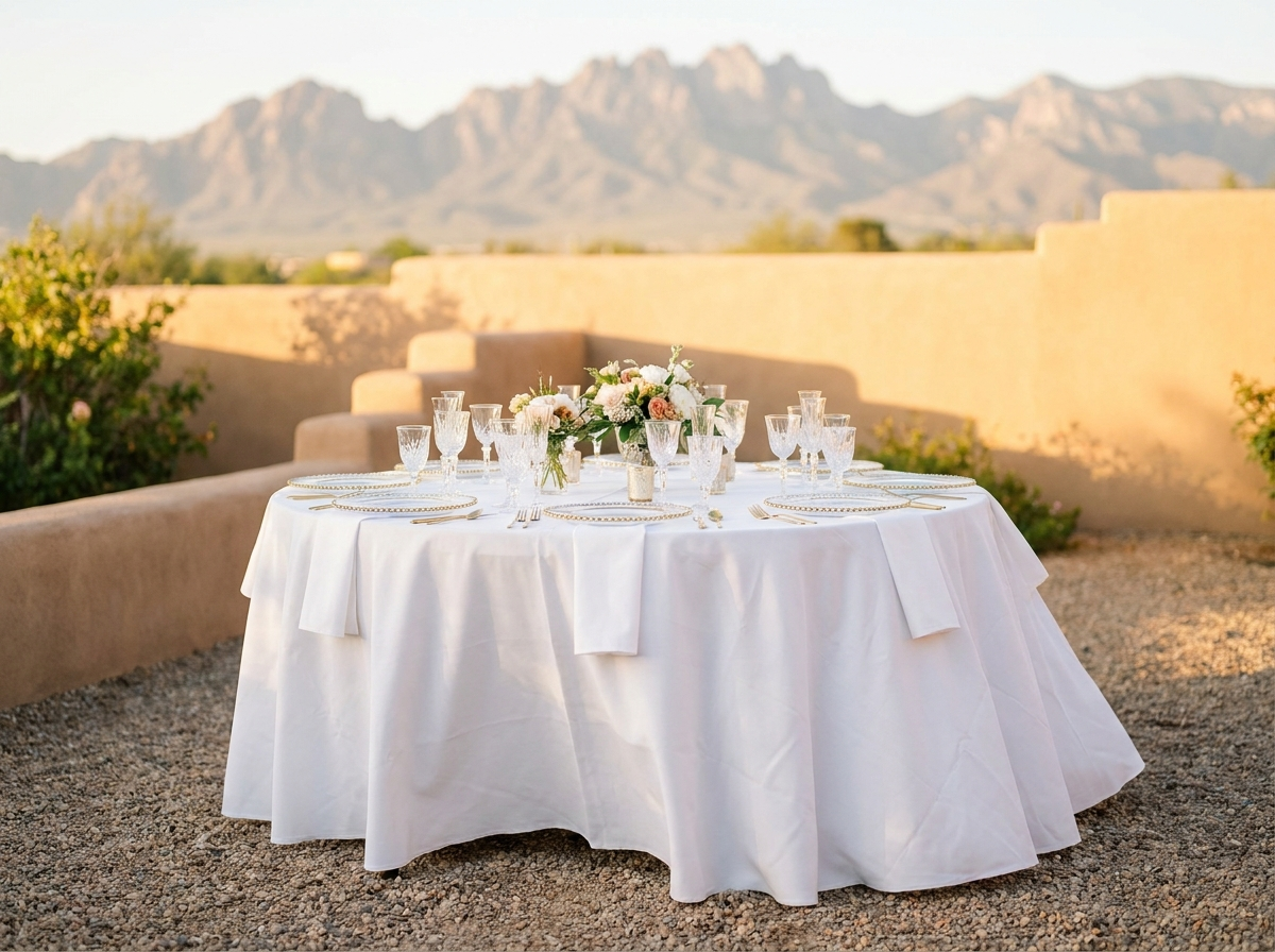 Round table set for a quinceanera celebration